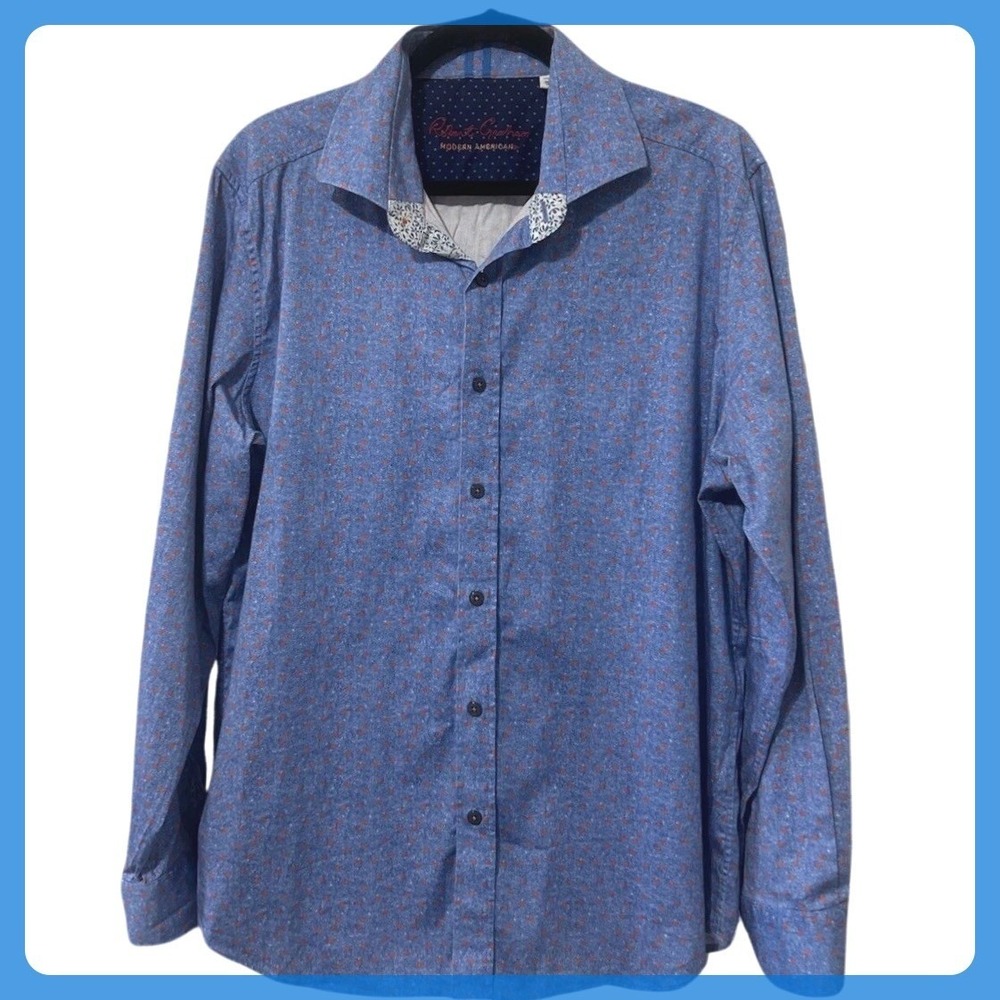 Robert Graham Shirt Men's XL Blue Long Sleeve Button-up Modern American